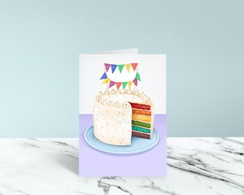 Carte de voeux A6 gâteau d'anniversaire arc-en-ciel 4