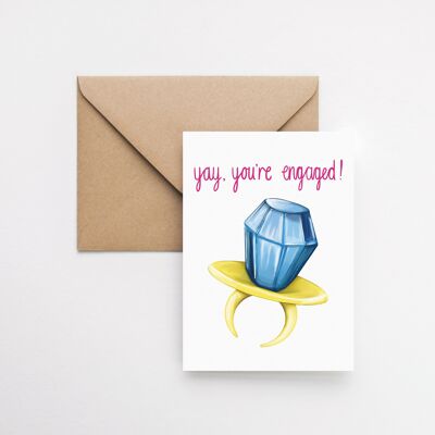 Yay you're engaged A6 greeting card