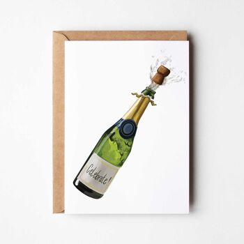Célébrez la bouteille de champagne A6 carte de voeux 2