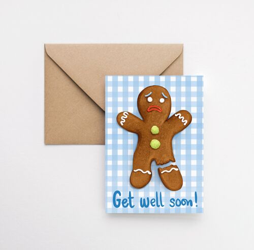 Get well soon gingerbread A6 greeting card