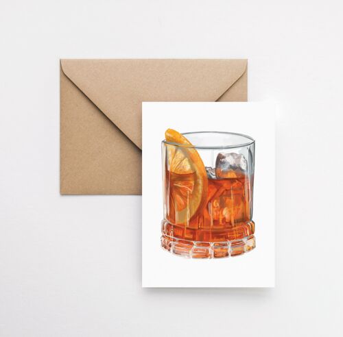 Negroni cocktail A6 greeting card