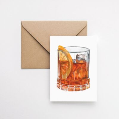 Negroni cocktail A6 greeting card