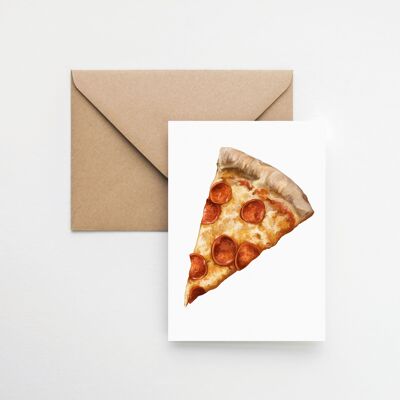 Carte de voeux A6 tranche de pizza