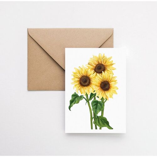 Sunflower trio A6 greeting card