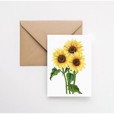 Sunflower trio A6 greeting card