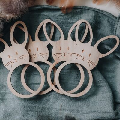 4 Wooden Rabbit Napkin Rings