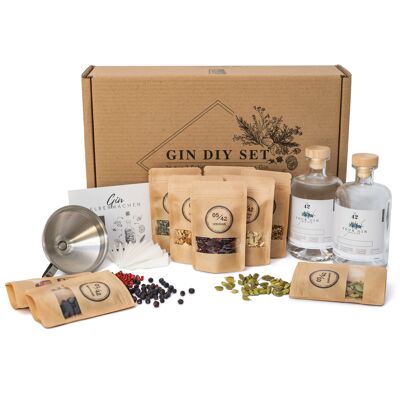 Gin 42 | Set gin fai da te | Compreso l'alcool di base | set regalo | Set degustazione gin | Kit gin con botaniche e spezie selezionate