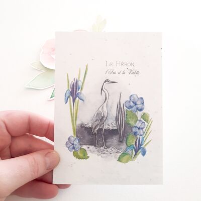 Carte Postale à planter heron bleu