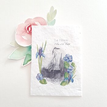 Carte Postale à planter heron bleu 3
