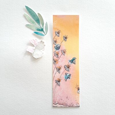 Marcapáginas de pájaros florales