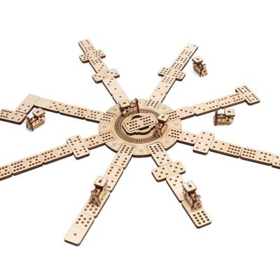 Puzzle meccanico in legno 3D fai da te EWA variante Domino Treno messicano, 1591, 25,3x24,8x7,3 cm