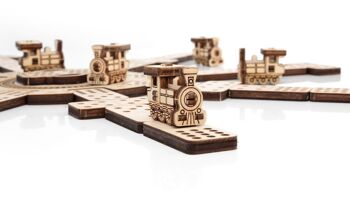 DIY EWA 3D Puzzle Mécanique en Bois Variante Domino Train Mexicain, 1591, 25,3x24,8x7,3 cm 3