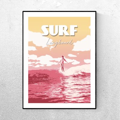 SURF POSTER Longboard - Pink