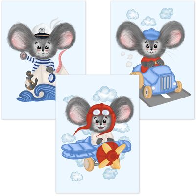 Adventures of a Little Mouse Poster x Set of 3