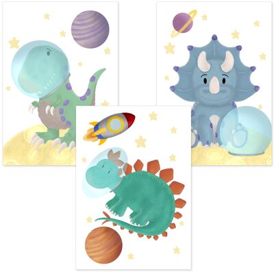 Poster "Dinosauri - Astronauti" x Set di 3
