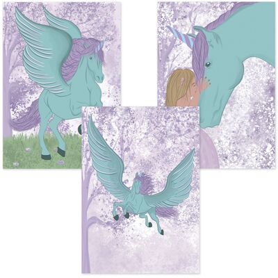 Poster "Mädchen und Pegasus" x 3er Set