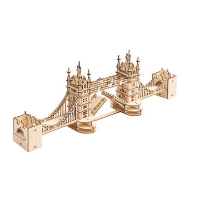 Puzzle 3D en bois DIY Tower Bridge avec éclairage, Robotime, TG412, 36×7,5×11,1 cm