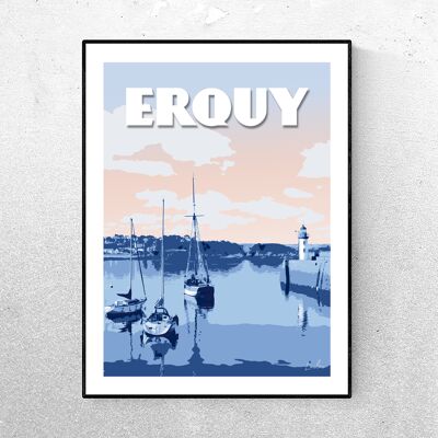 AFFICHE Erquy - Le port - Bleue