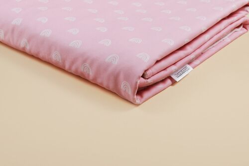 Children's Blanket Cover - Pink Rainbow 100% Cotton - 90cm x 120cm - personalisation