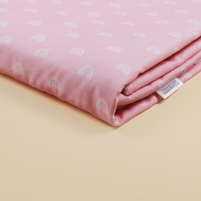 Children's Blanket Cover - Pink Rainbow 100% Cotton - 90cm x 120cm - personalisation