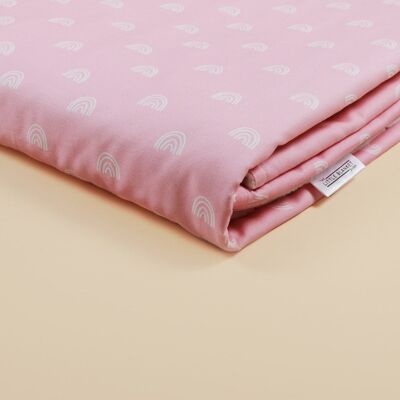 Children's Blanket Cover - Pink Rainbow 100% Cotton - 100cm x 150cm - nopersonalisation