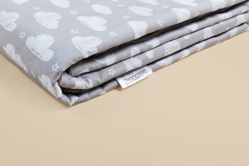 Housse de couverture enfant - Nuage gris avec revers peluche - 100cm x 150cm - pas de personnalisation