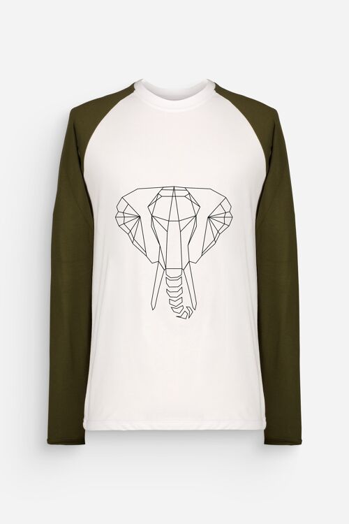 T-shirt Manche Longue Elephant Kaki Blanc
