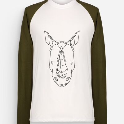 Rhinoceros Langarm T-Shirt Khaki Weiß
