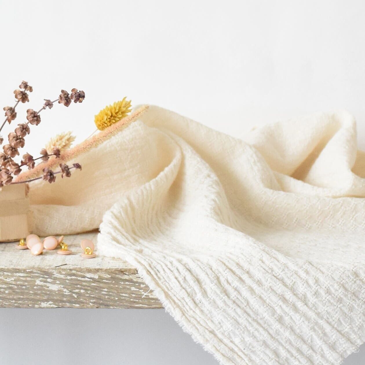 Tessuto in cotone Marcello - Ecru