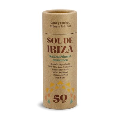Natürlicher Sonnenstift SPF50 Sol de Ibiza. BIO. Mineralische Filter. kein Plastik 40g Riegel.