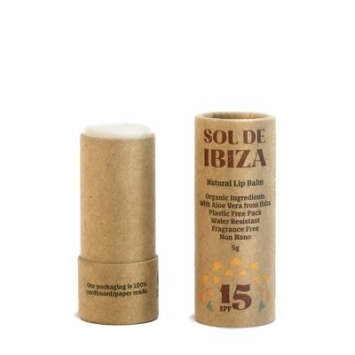 Baume à lèvres naturel SPF15 Sol de Ibiza. Filtres minéraux. pas de plastique 5 grammes