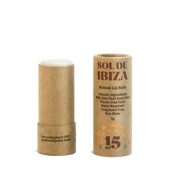 Baume à lèvres naturel SPF15 Sol de Ibiza. Filtres minéraux. pas de plastique 5 grammes 1