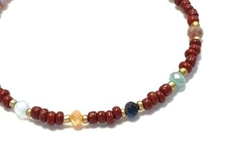 Collier perles de verre bordeaux, swarovski et pierres précieuses 2