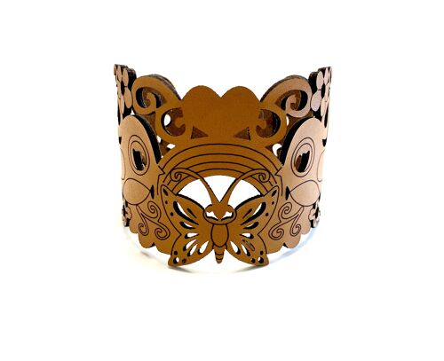 Bracelet leather brown butterfly S/M
