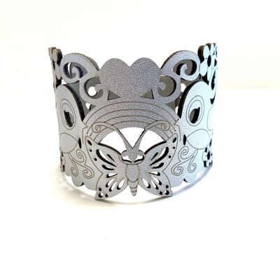 Bracelet cuir argent papillon S/M