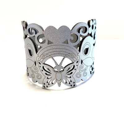 Bracelet leather silver butterfly S/M