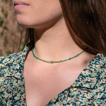 Collier Paloma en pierres Agate Verte 3