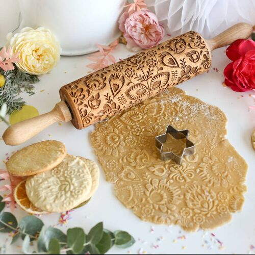 Folk Embossing Rolling Pin