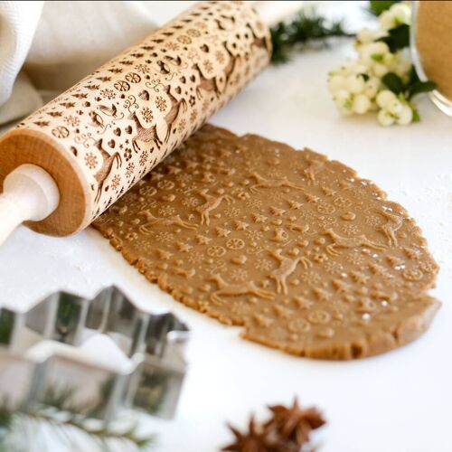 Scandinavian Christmas Pattern Embossing Rolling Pin