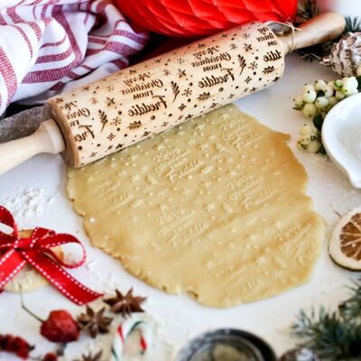 Personalised Merry Christmas Embossing Rolling Pin