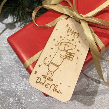 Paquet d'étiquettes-cadeaux de Noël personnalisées pour chien de saucisse 1