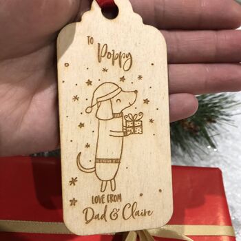 Paquet d'étiquettes-cadeaux de Noël personnalisées pour chien de saucisse 2