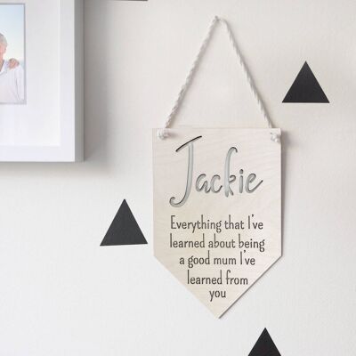 Personalised Mother's Day From Mum Wooden Hanging Flag