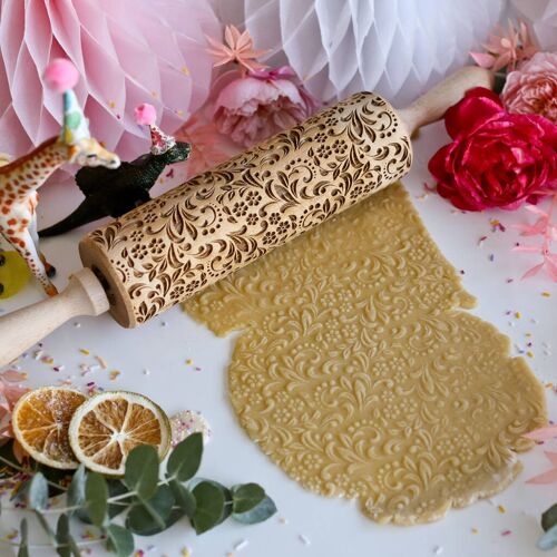 Floral Two Embossing Rolling Pin