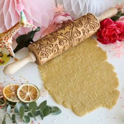 Damask Three Embossing Rolling Pin