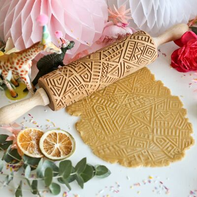 Abstract Three Patterned Embossing Rolling Pin
