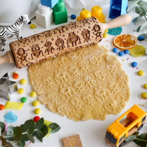 Robots Two Embossing Rolling Pin