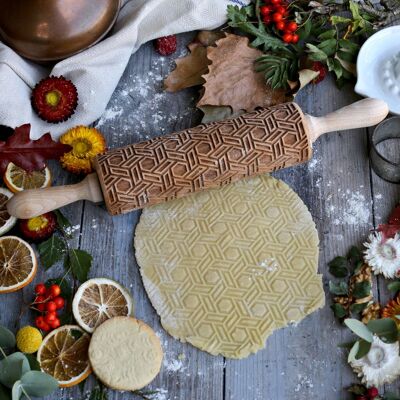 Geometric One Patterned Embossing Rolling Pin