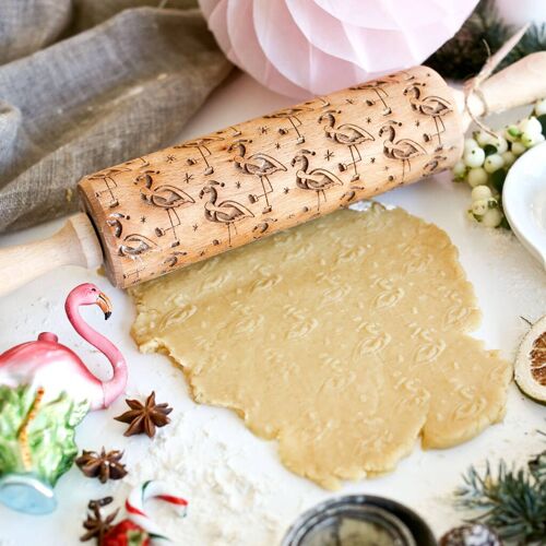 Christmas Flamingos Rolling Pin