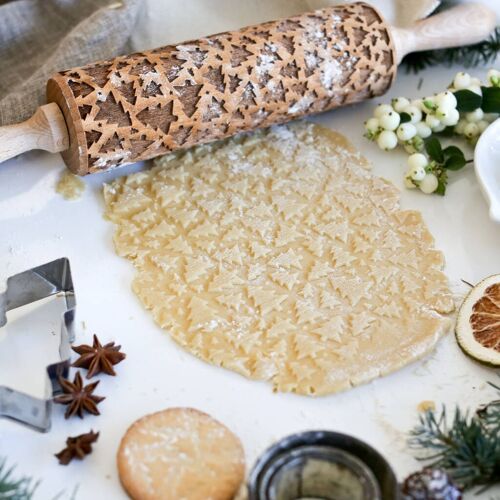 Christmas Trees And Stars Rolling Pin